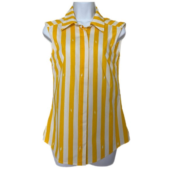 80’s Yellow White Stripe Button up shirt main image 1